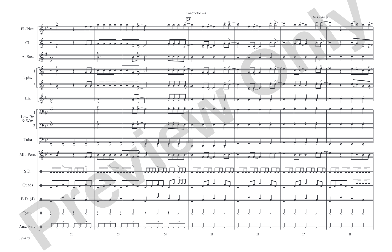 The Edge of Glory: Marching Band Conductor Score & Parts