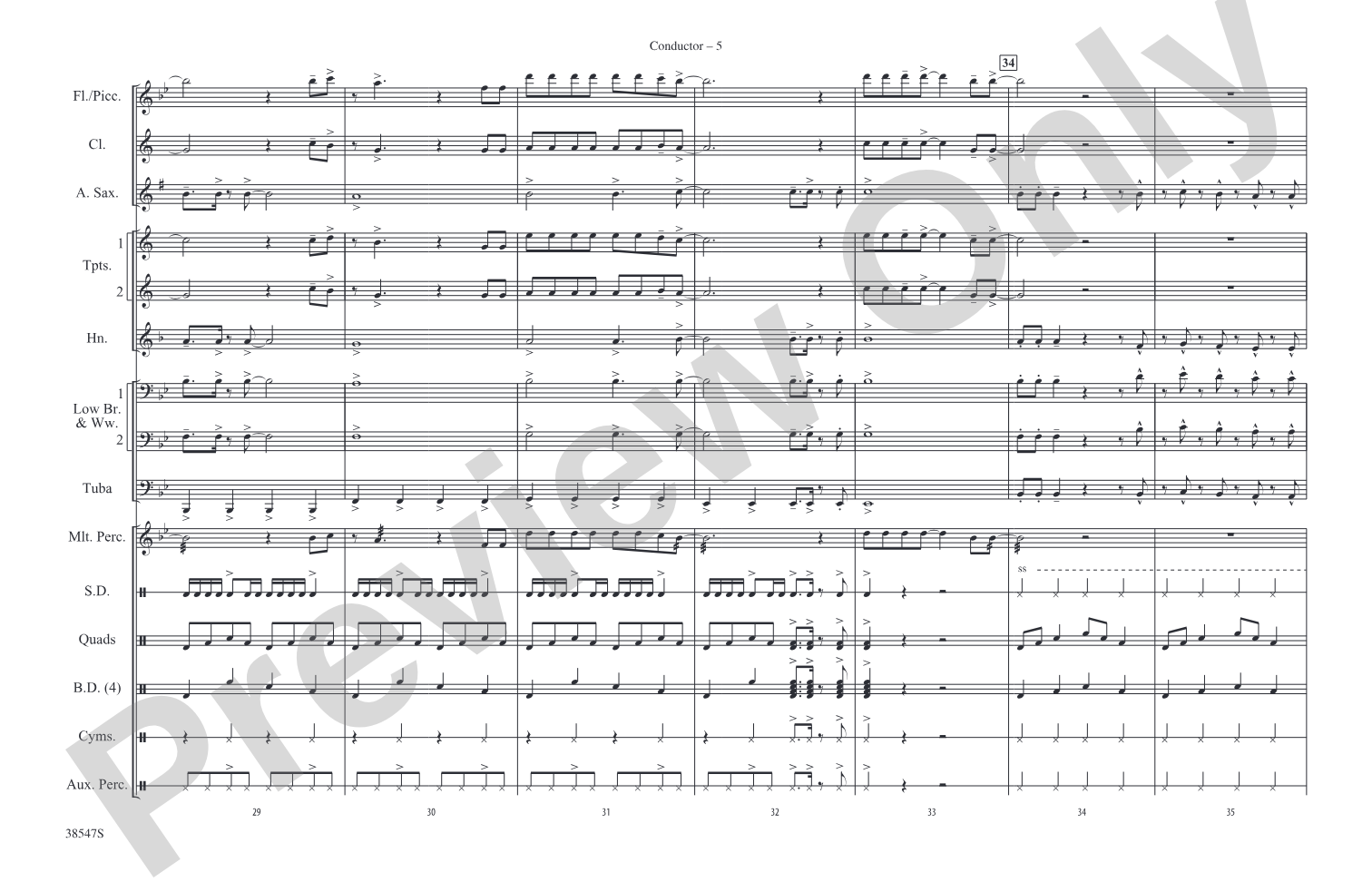 The Edge of Glory: Marching Band Conductor Score & Parts