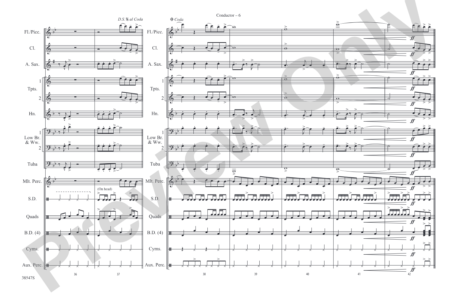 The Edge of Glory: Marching Band Conductor Score & Parts