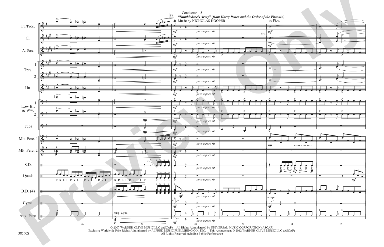 Harry Potter: The Music, Part 1: Marching Band Conductor Score & Parts