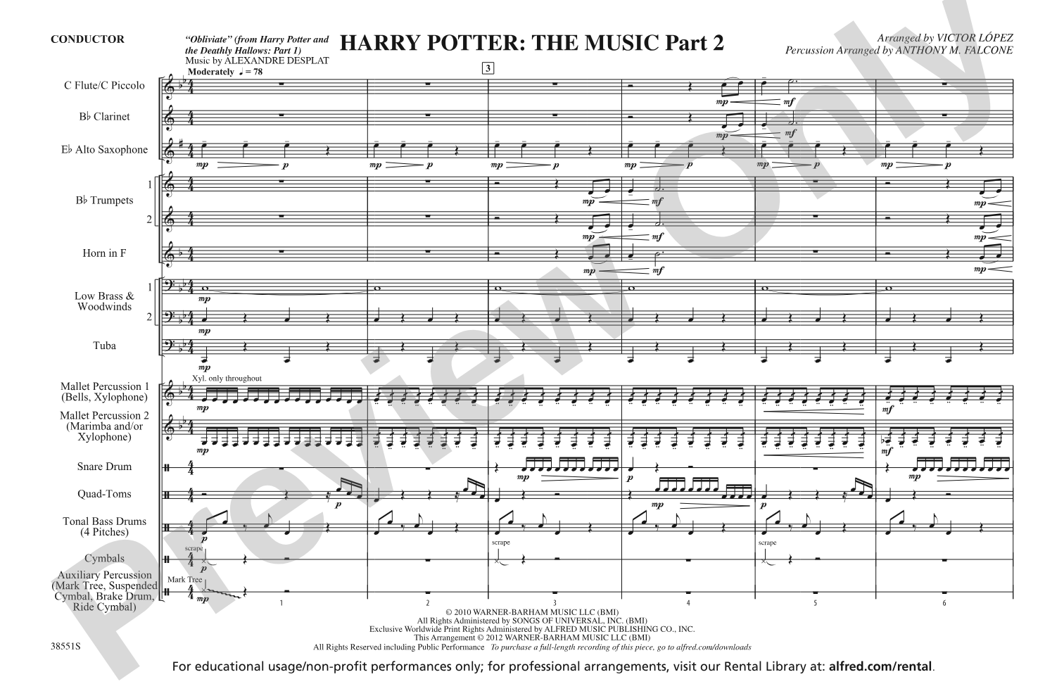 Harry Potter: The Music, Part 2: Marching Band Conductor Score & Parts