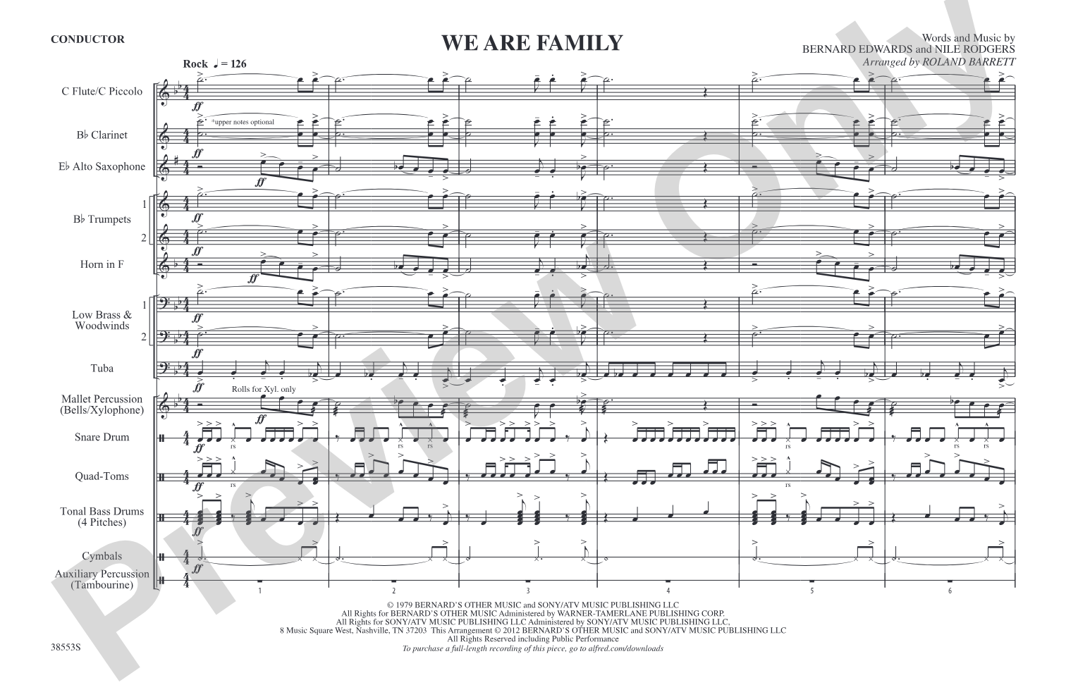 We Are Family: Marching Band Conductor Score & Parts