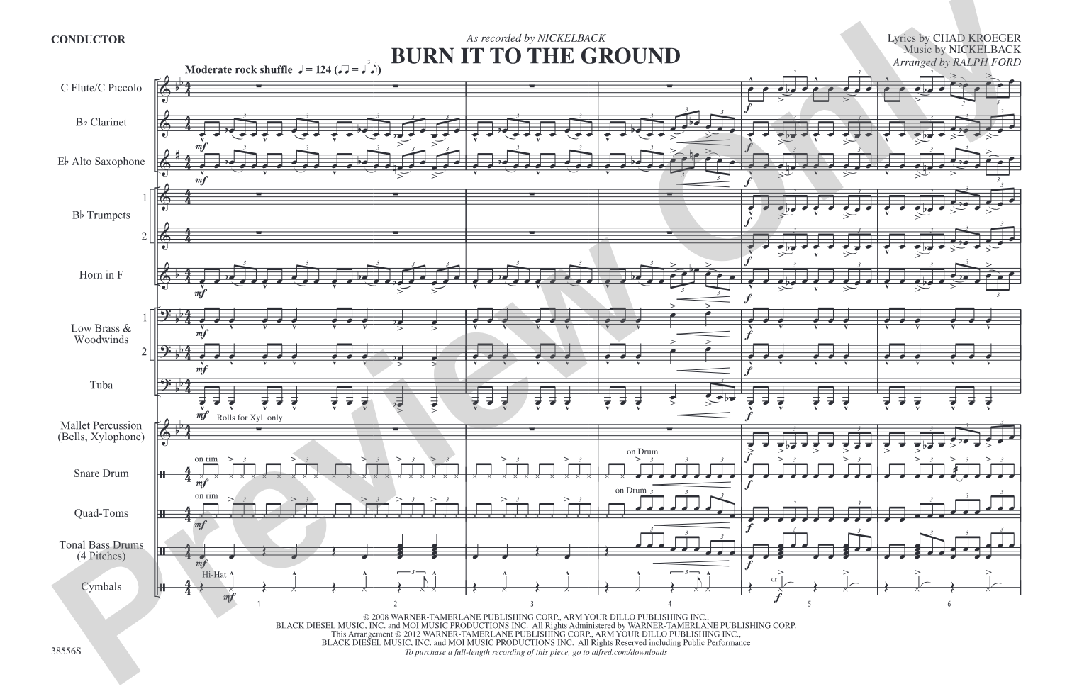 Burn It to the Ground: Marching Band Conductor Score & Parts