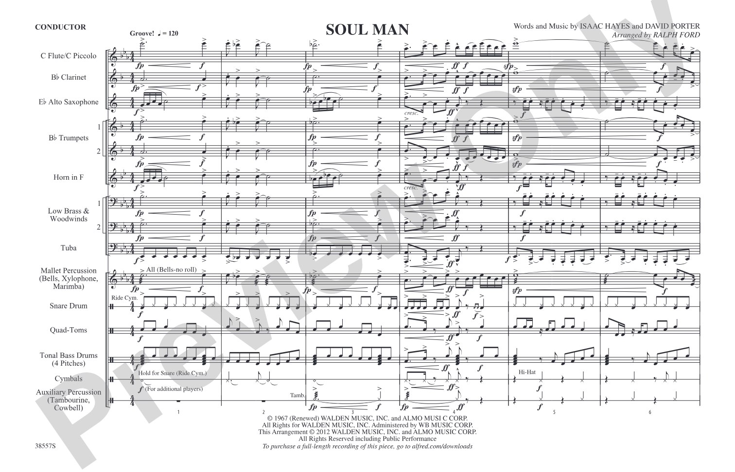 Soul Man: Marching Band Conductor Score & Parts