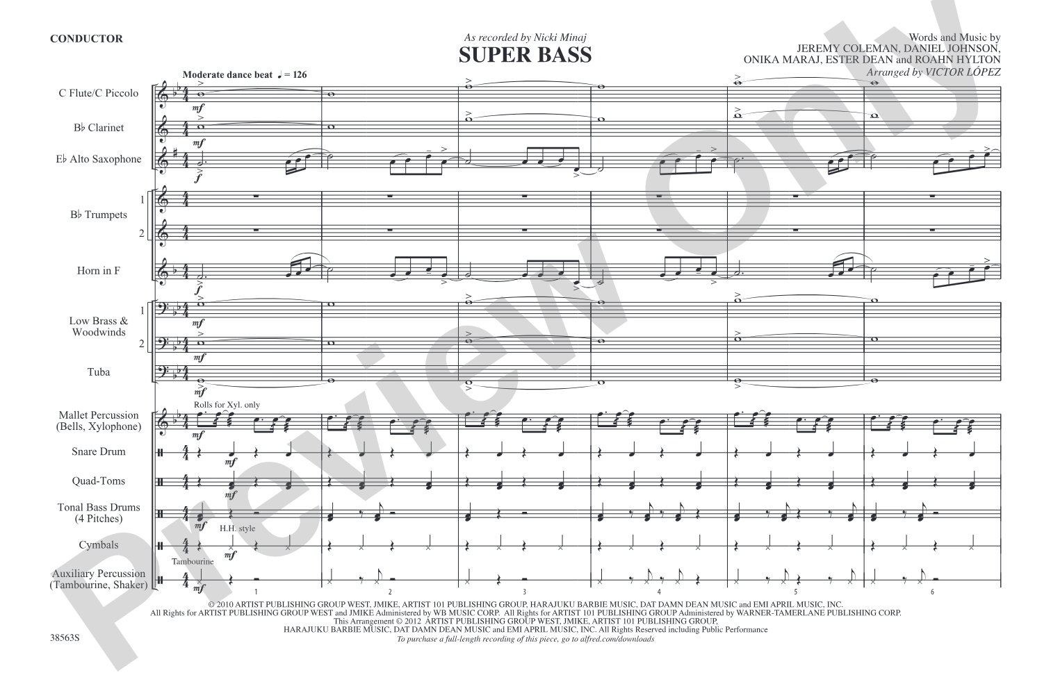 Super Bass: Marching Band Conductor Score & Parts