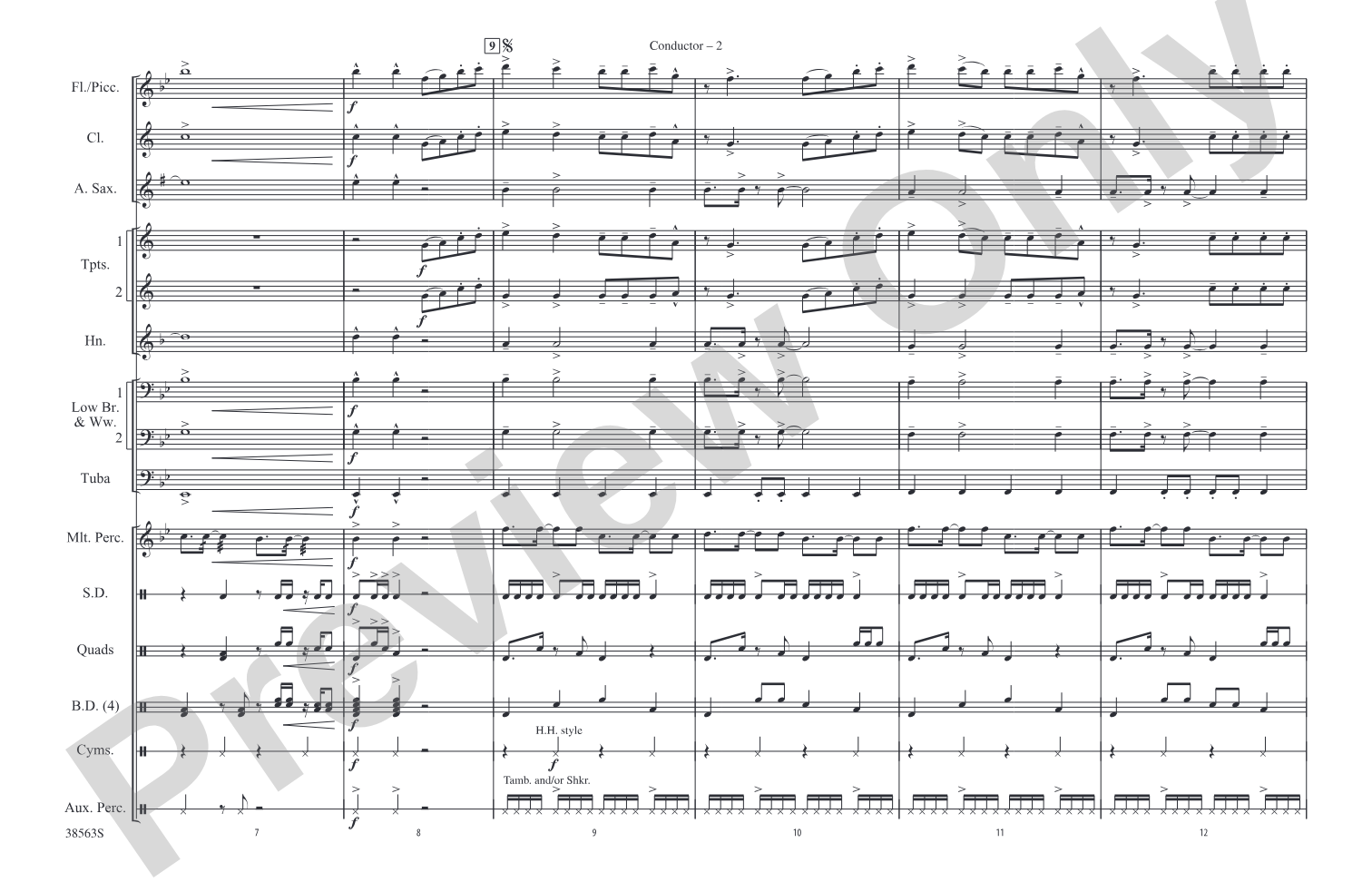 Super Bass: Marching Band Conductor Score & Parts