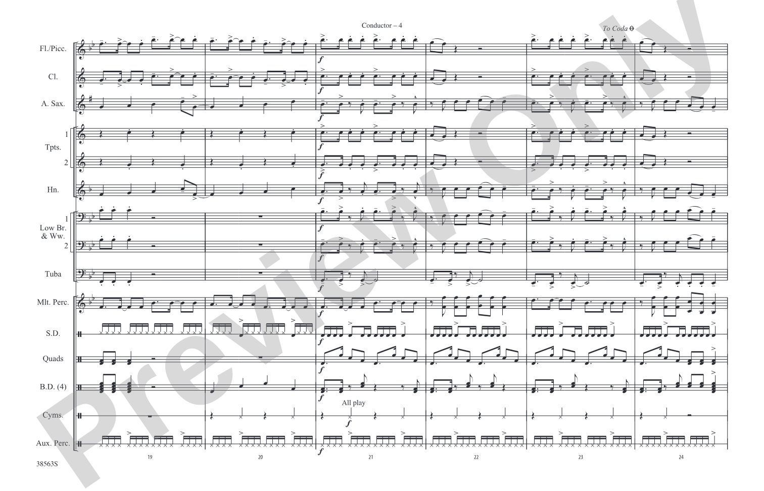 Super Bass: Marching Band Conductor Score & Parts