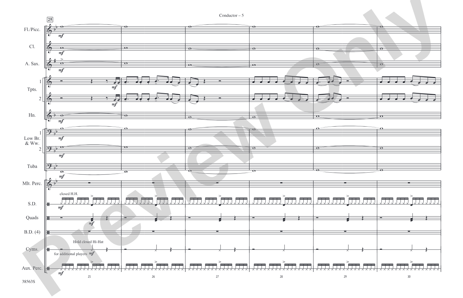 Super Bass: Marching Band Conductor Score & Parts