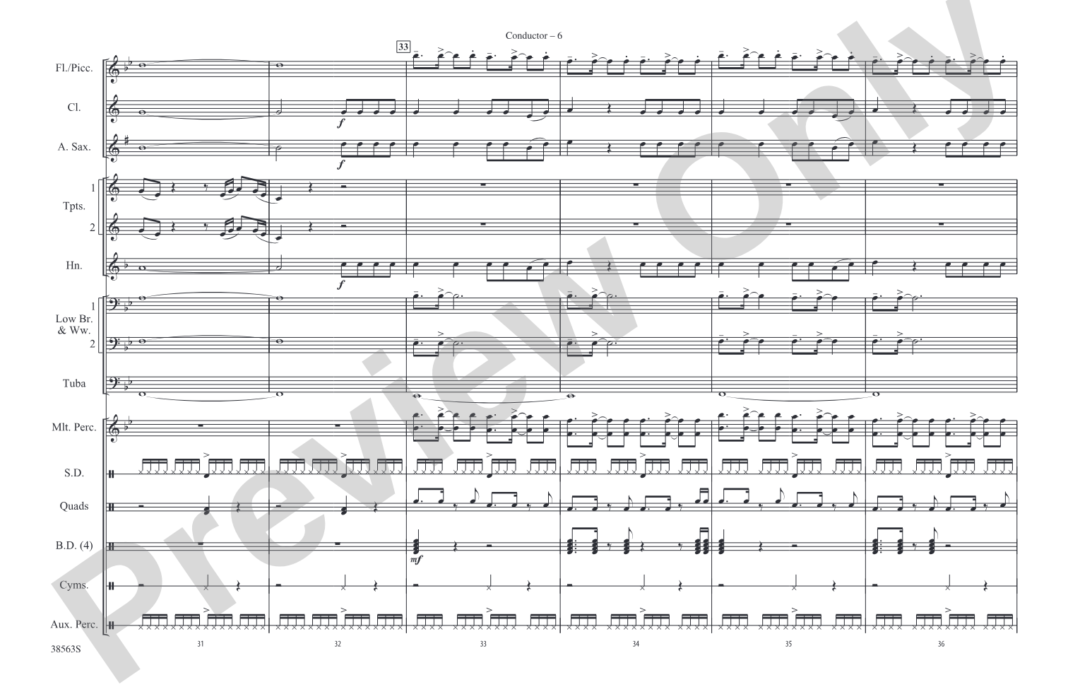 Super Bass: Marching Band Conductor Score & Parts