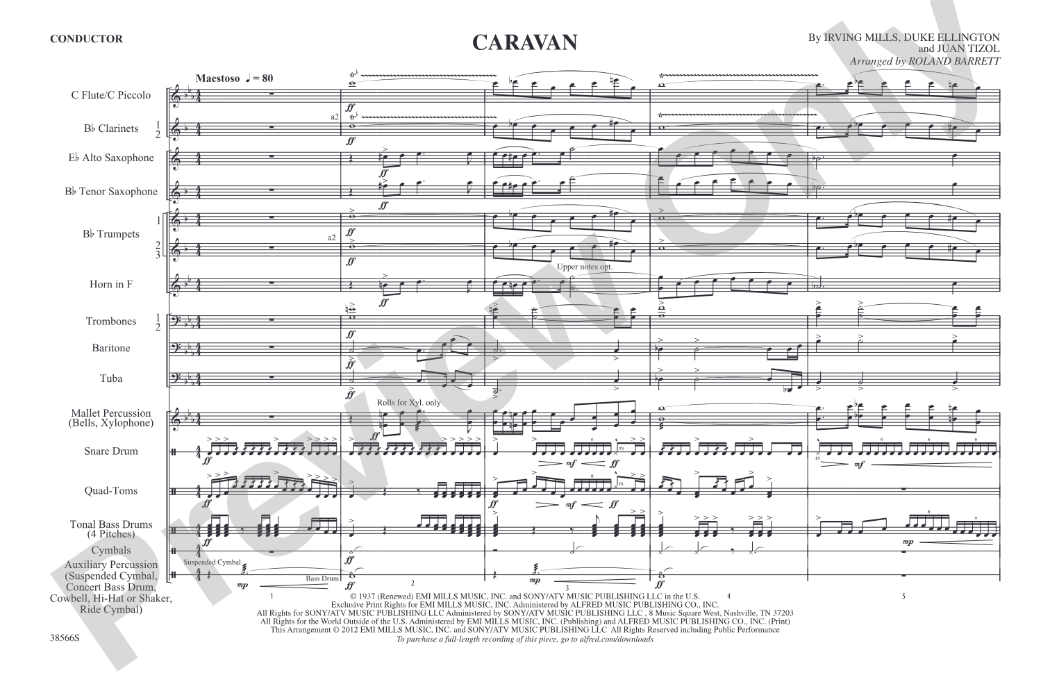 Caravan: Marching Band Conductor Score & Parts
