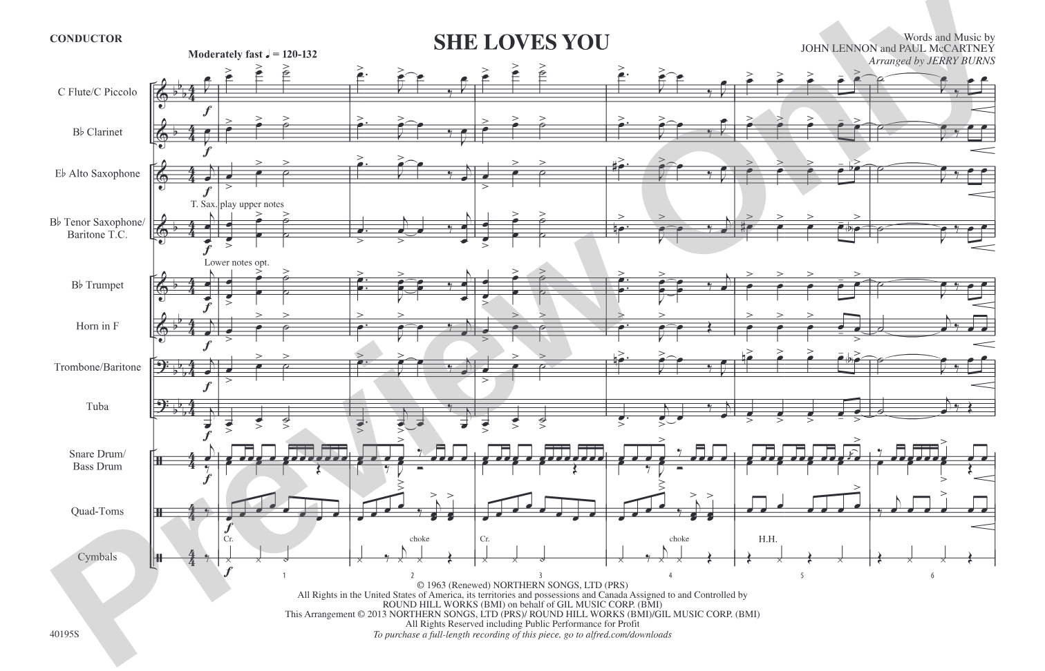 She Loves You: Marching Band Conductor Score & Parts