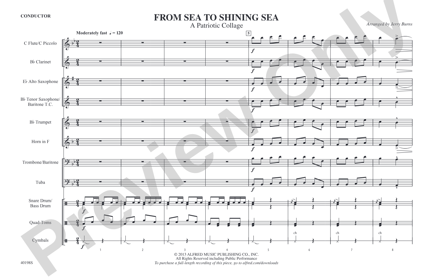 From Sea to Shining Sea: Marching Band Conductor Score & Parts