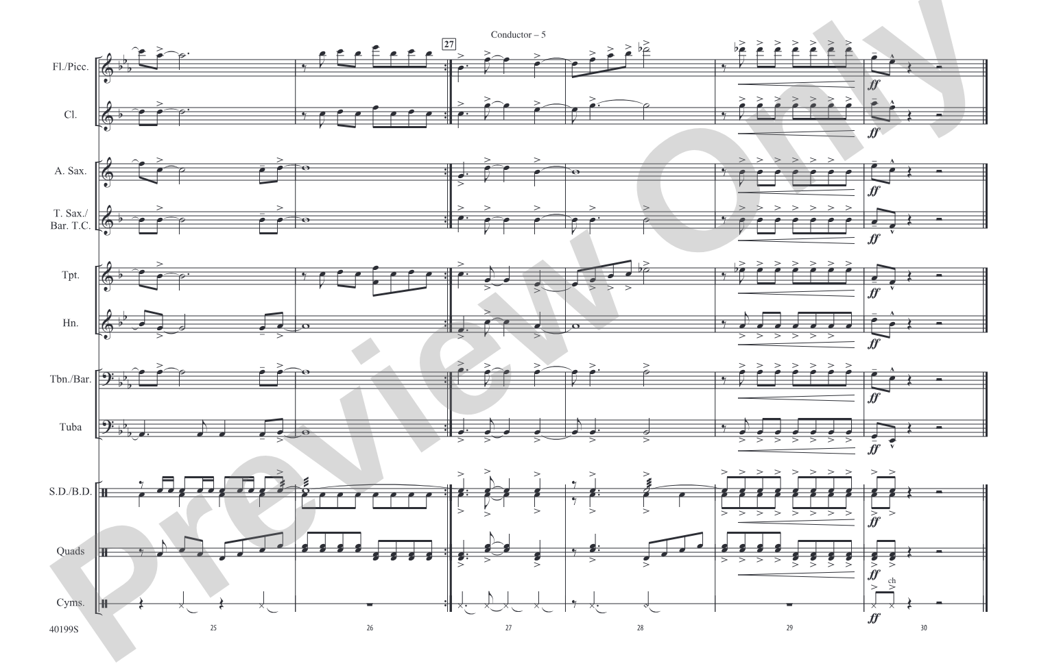 Rock and Roll All Nite: Marching Band Conductor Score & Parts