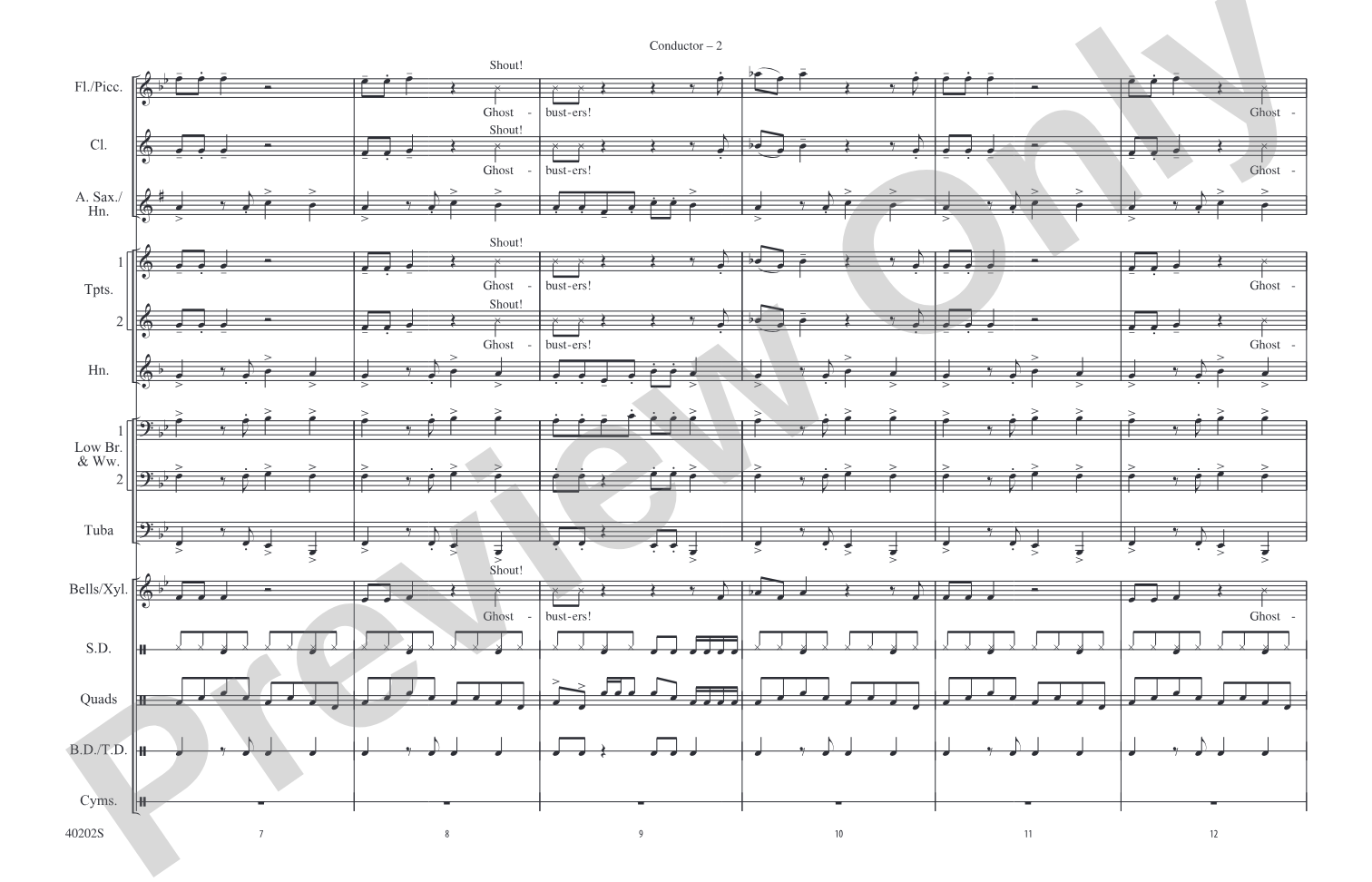 Ghostbusters: Marching Band Conductor Score & Parts