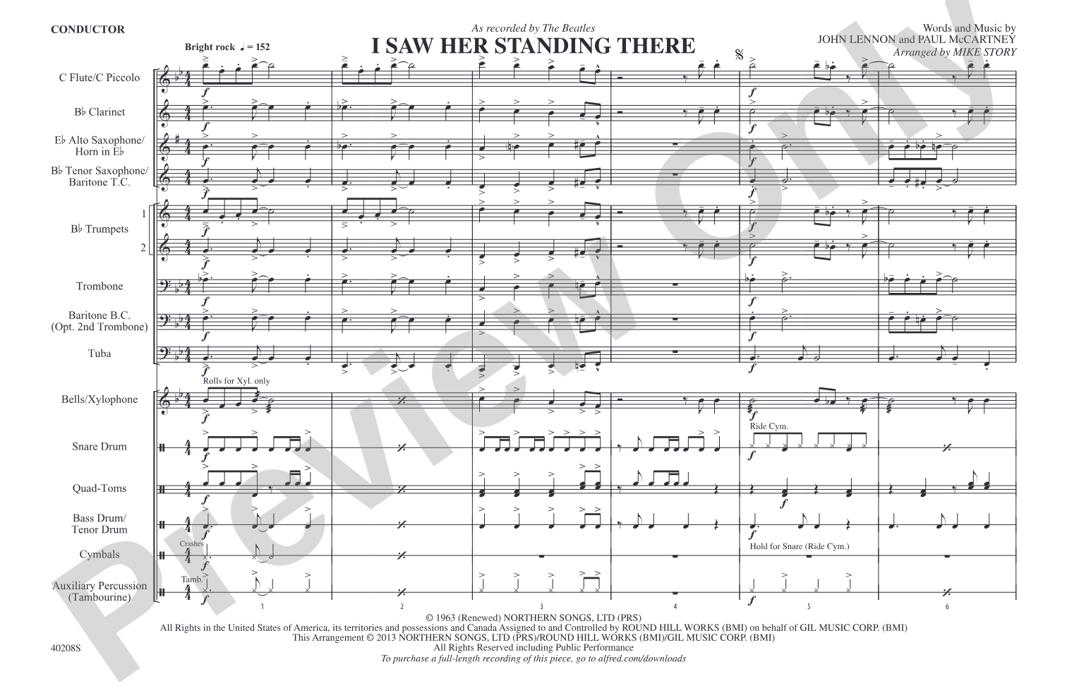 I Saw Her Standing There: Marching Band Conductor Score & Parts