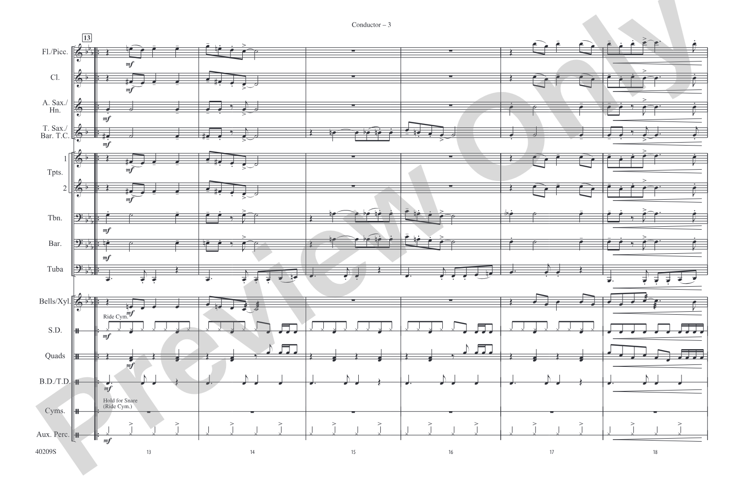 Hey! Baby! (from Dirty Dancing): Marching Band Conductor Score & Parts