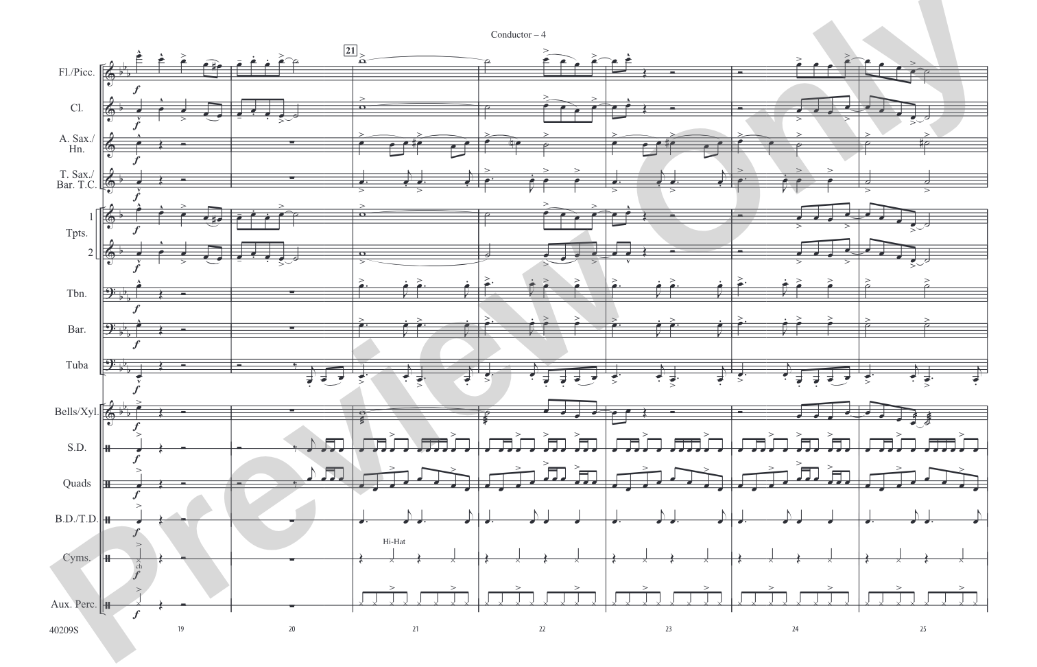 Hey! Baby! (from Dirty Dancing): Marching Band Conductor Score & Parts