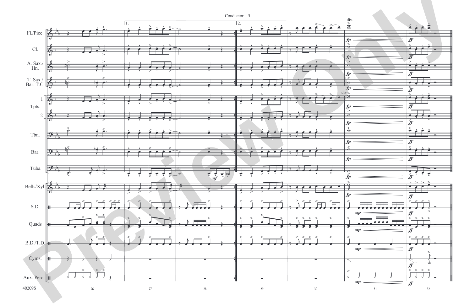 Hey! Baby! (from Dirty Dancing): Marching Band Conductor Score & Parts