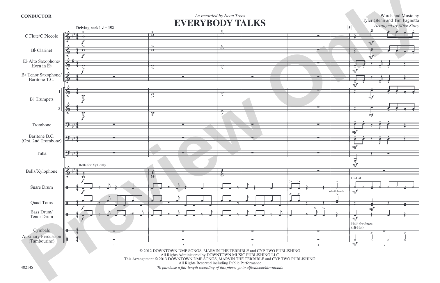 Everybody Talks: Marching Band Conductor Score & Parts