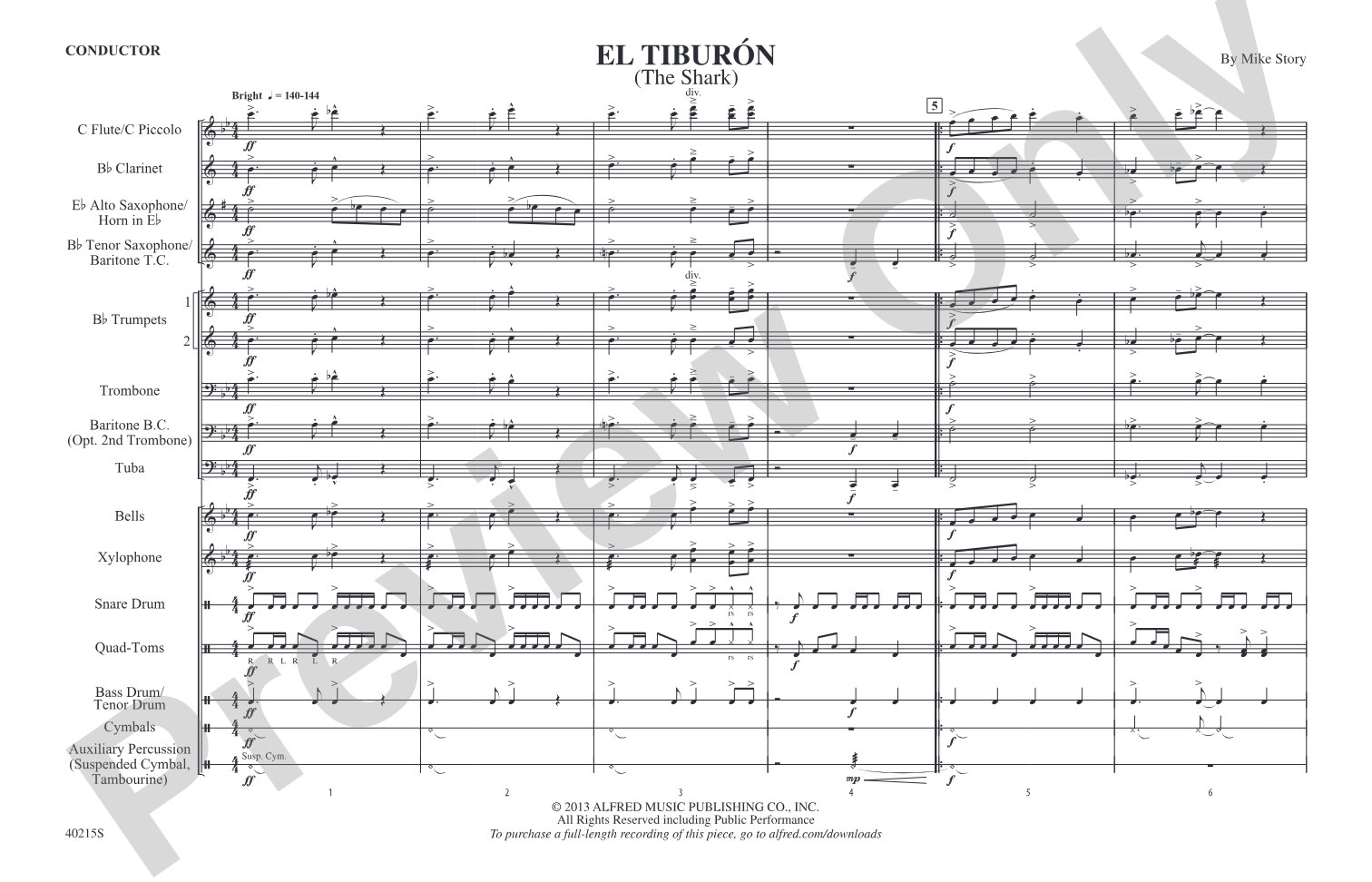 El Tiburón: Marching Band Conductor Score & Parts