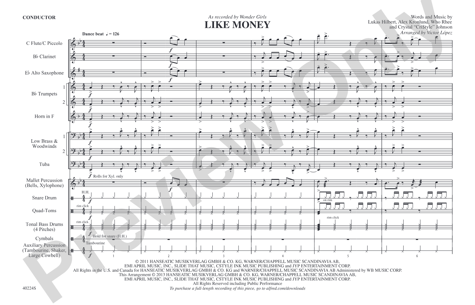 Like Money: Marching Band Conductor Score & Parts