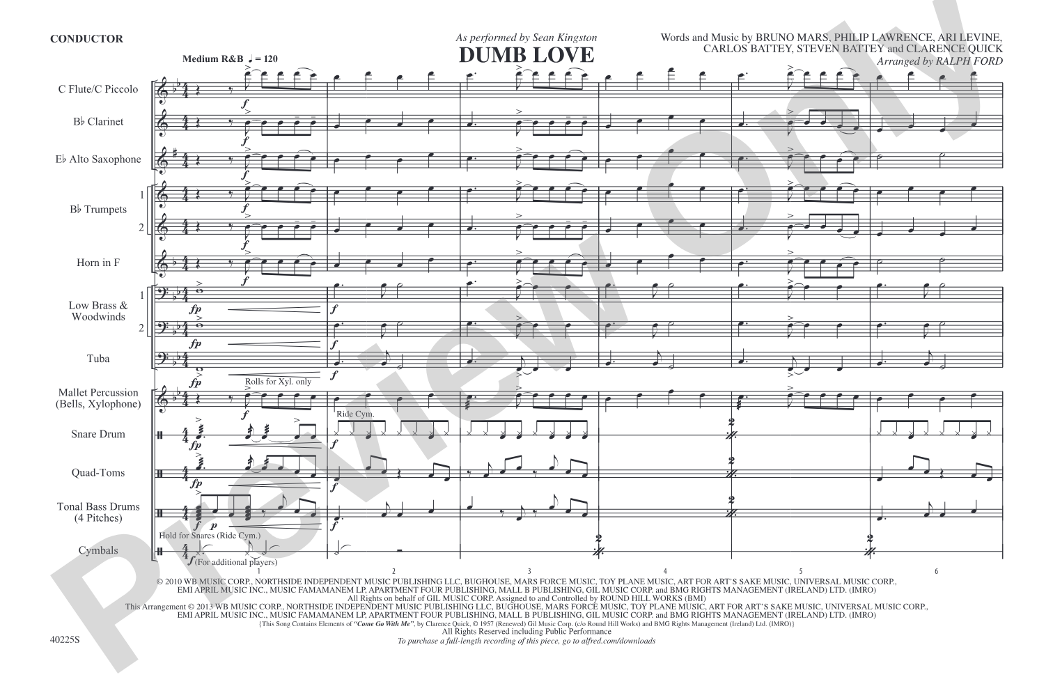 Dumb Love: Marching Band Conductor Score & Parts