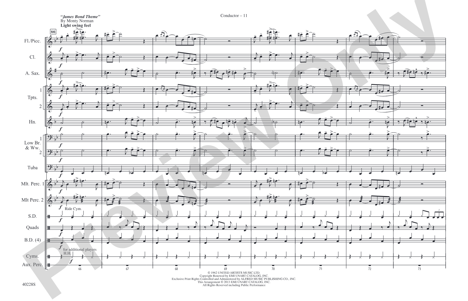 Die Another Day / Live and Let Die / James Bond Theme: Marching Band Conductor Score & Parts