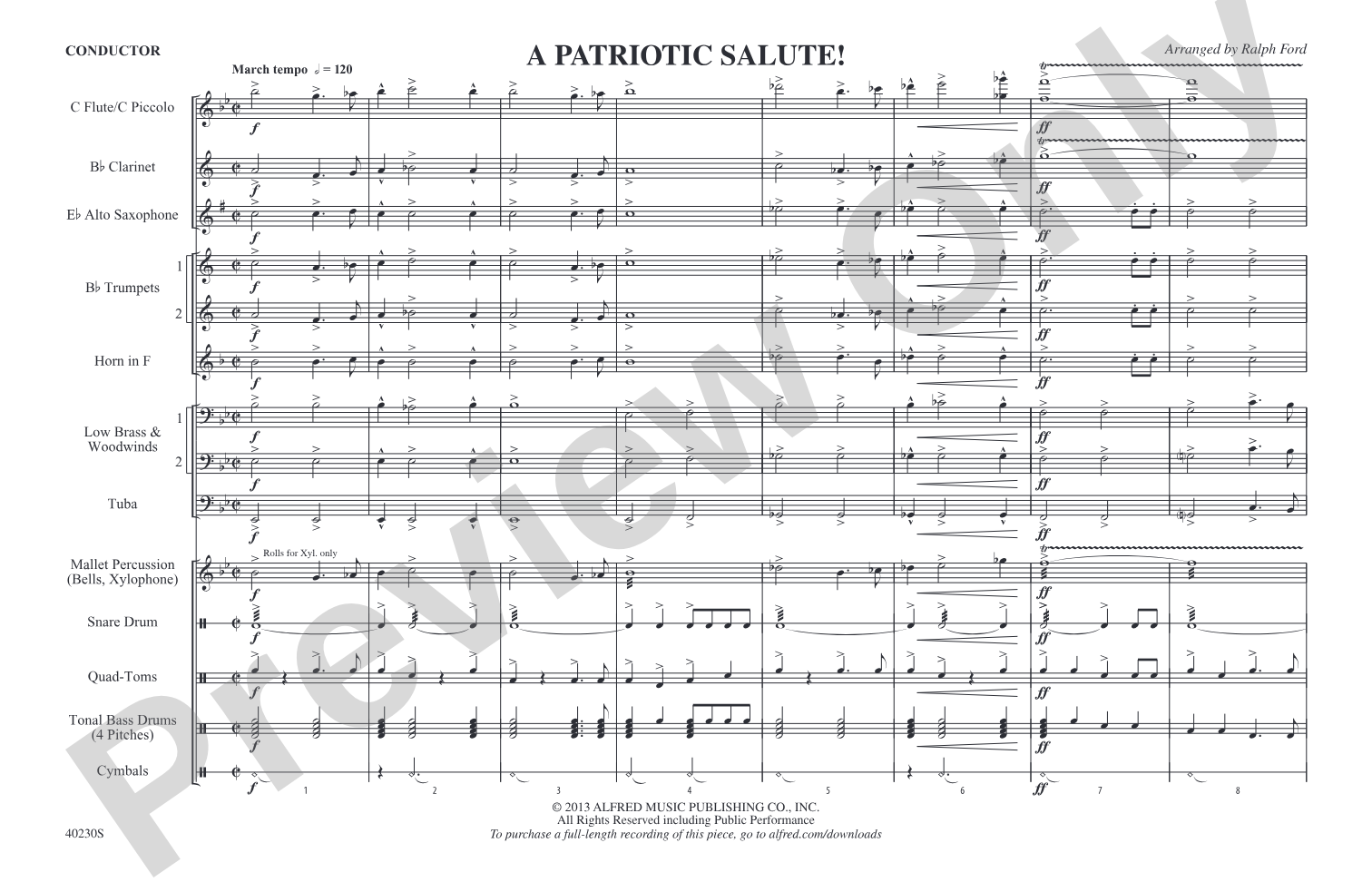 A Patriotic Salute!: Marching Band Conductor Score & Parts