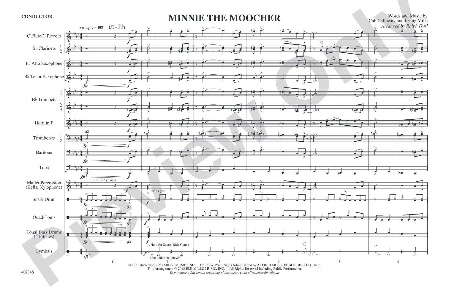Minnie the Moocher: Score
