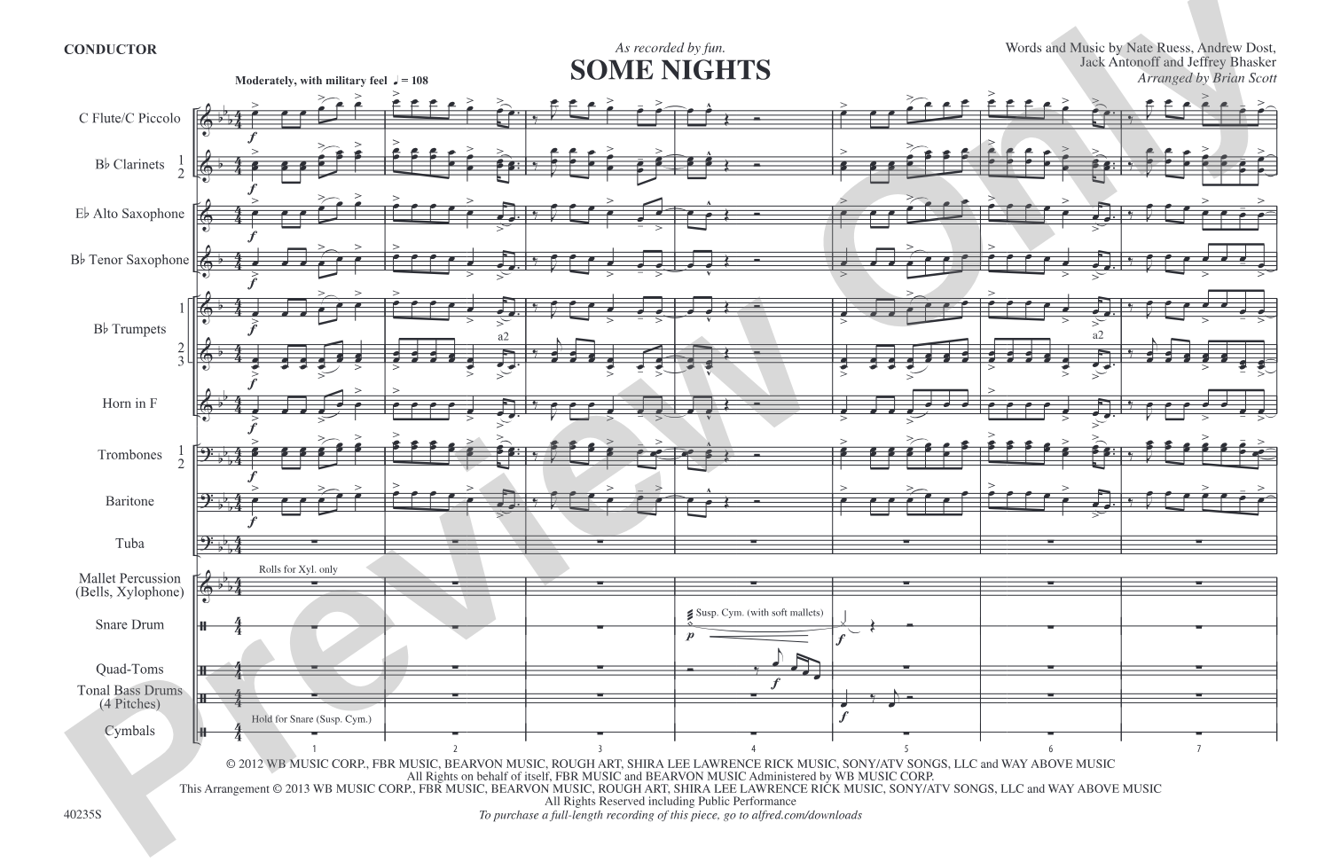 Some Nights: Score