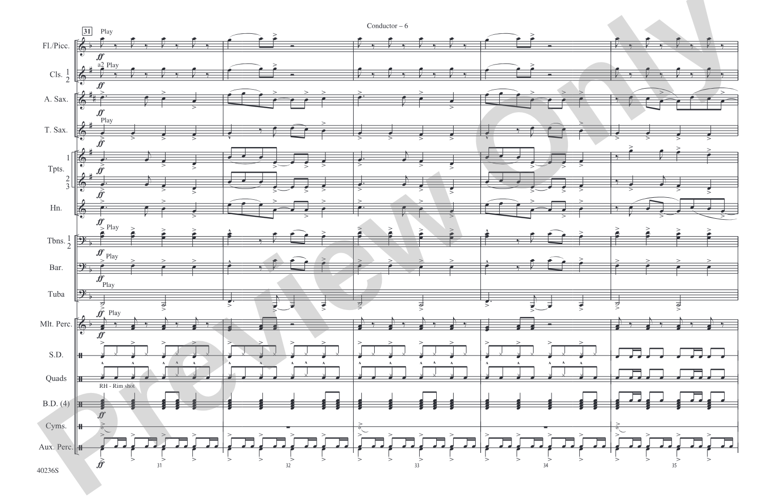 Die Young: Marching Band Conductor Score & Parts