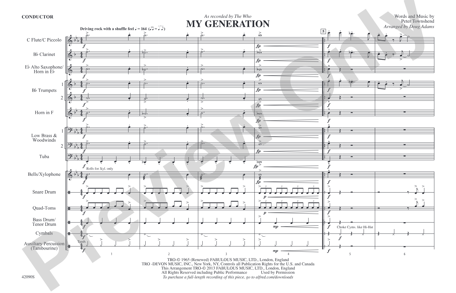 My Generation: Marching Band Conductor Score & Parts