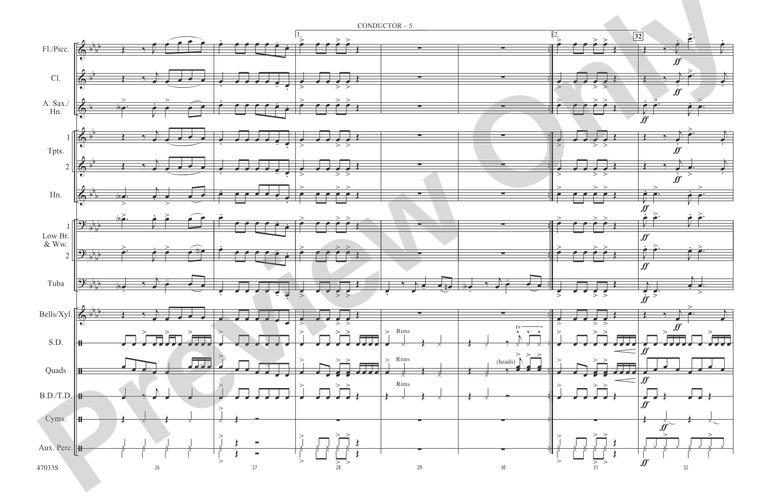 Cake by the Ocean: Marching Band Conductor Score & Parts