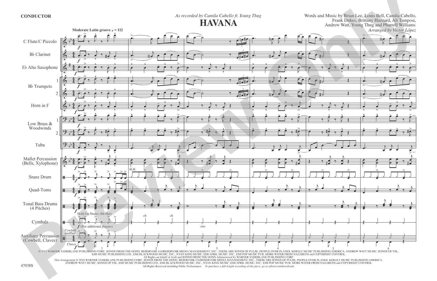 Havana: Marching Band Conductor Score & Parts