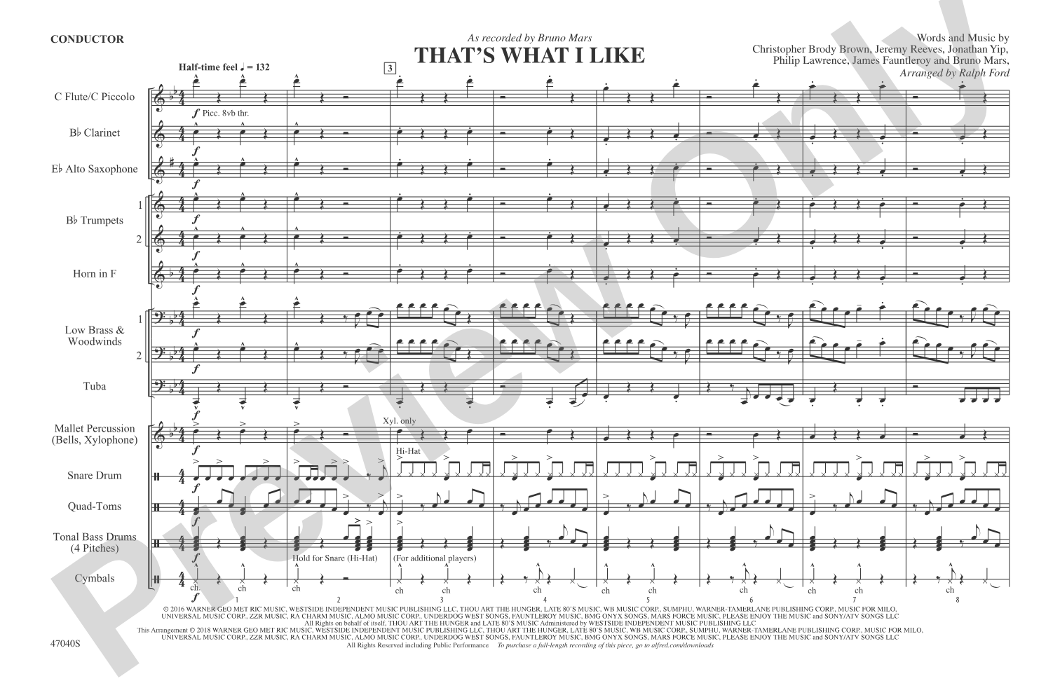 That's What I Like: Marching Band Conductor Score & Parts