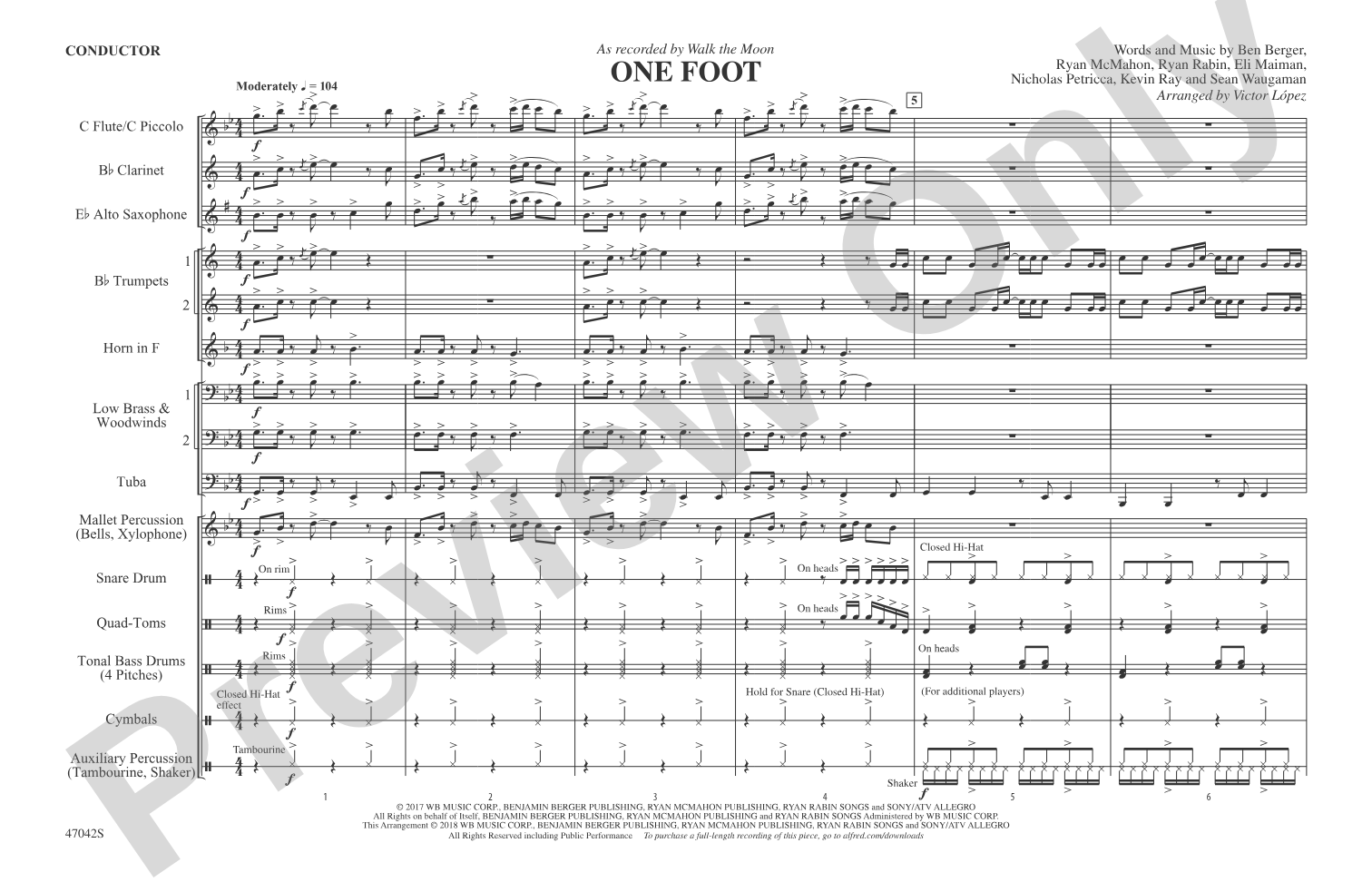 One Foot: Marching Band Conductor Score & Parts