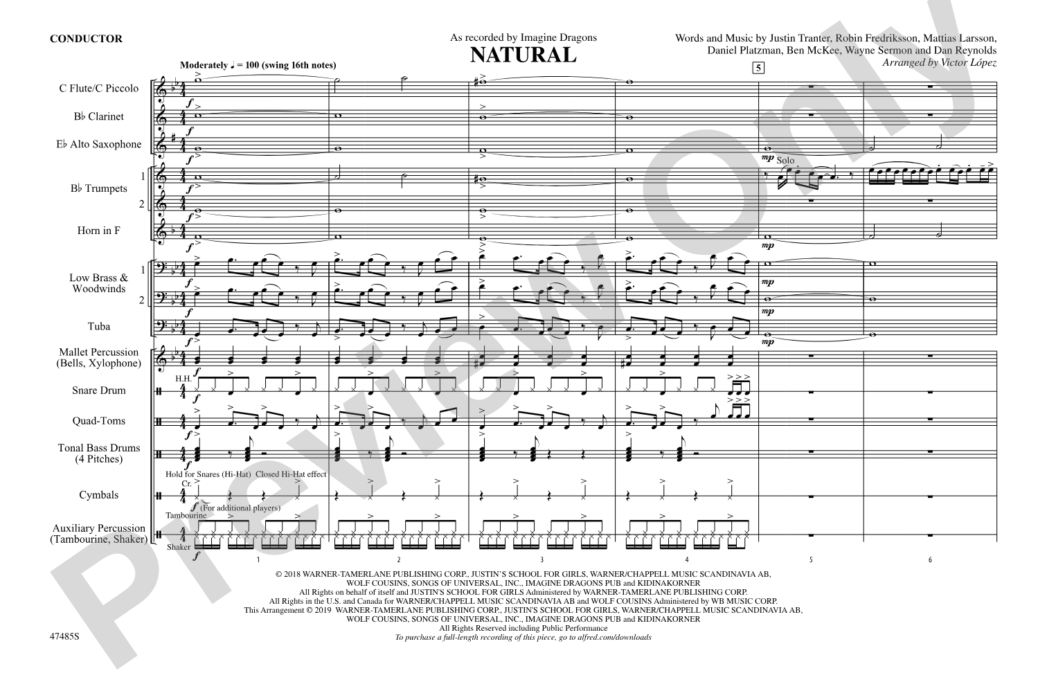 Natural: Marching Band Conductor Score & Parts