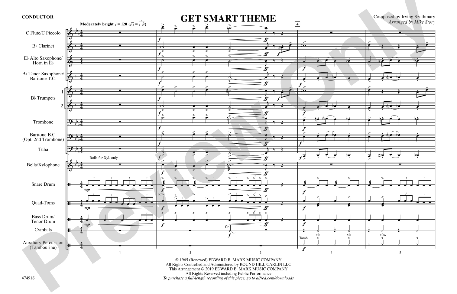 Get Smart Theme: Marching Band Conductor Score & Parts