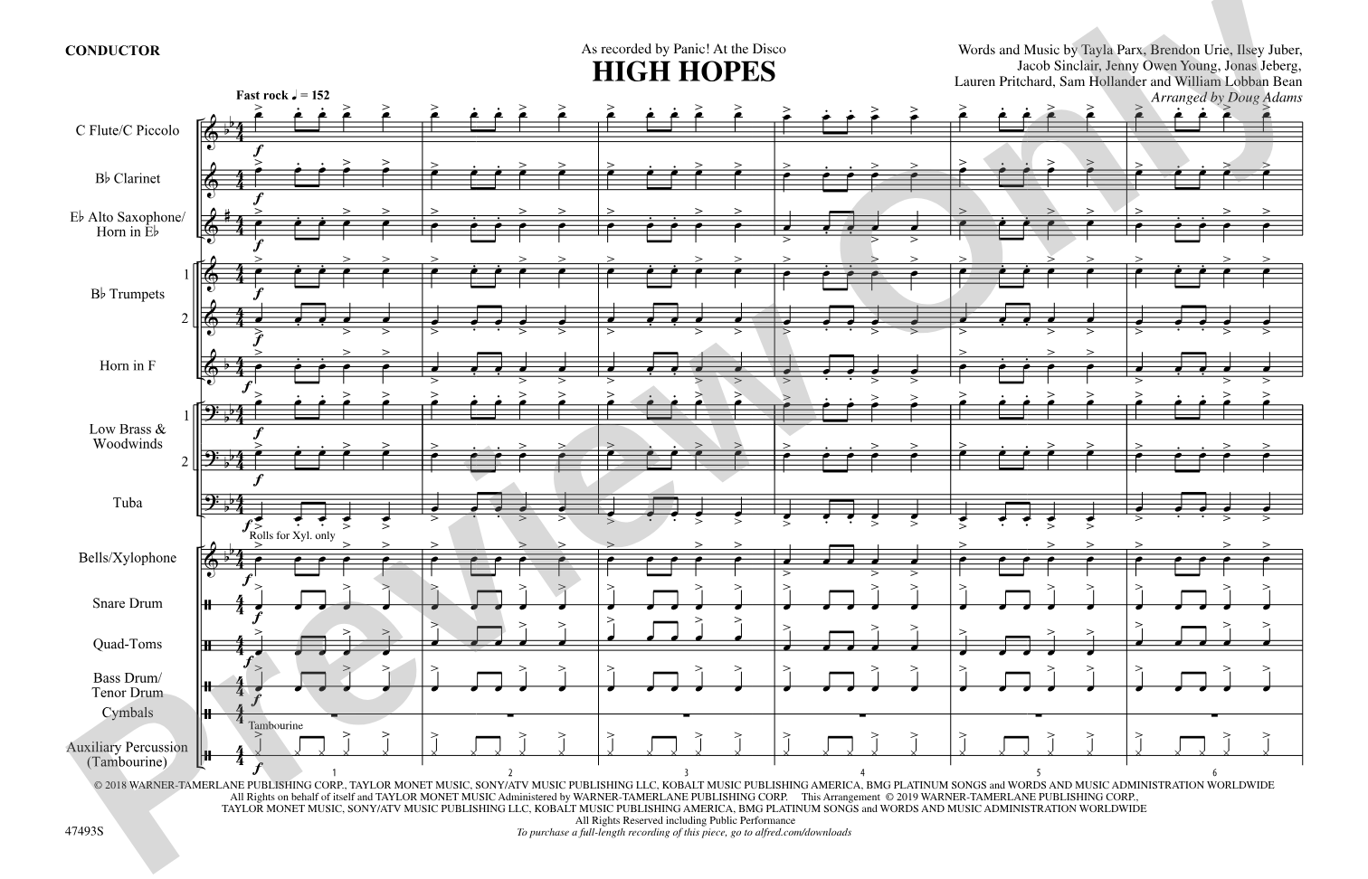 High Hopes: Marching Band Conductor Score & Parts