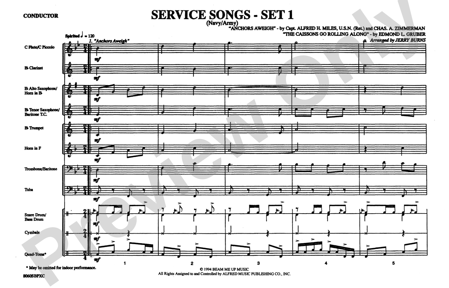 Service Songs - Set 1 (Navy/Army): Marching Band Conductor Score & Parts