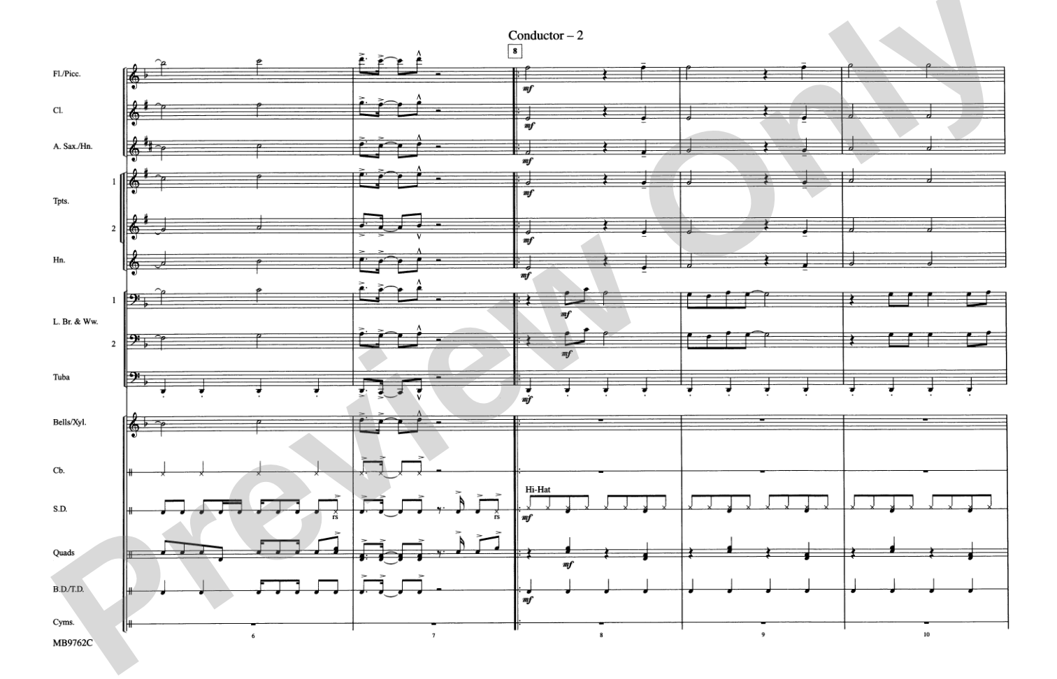 Eye of the Tiger: Marching Band Conductor Score & Parts