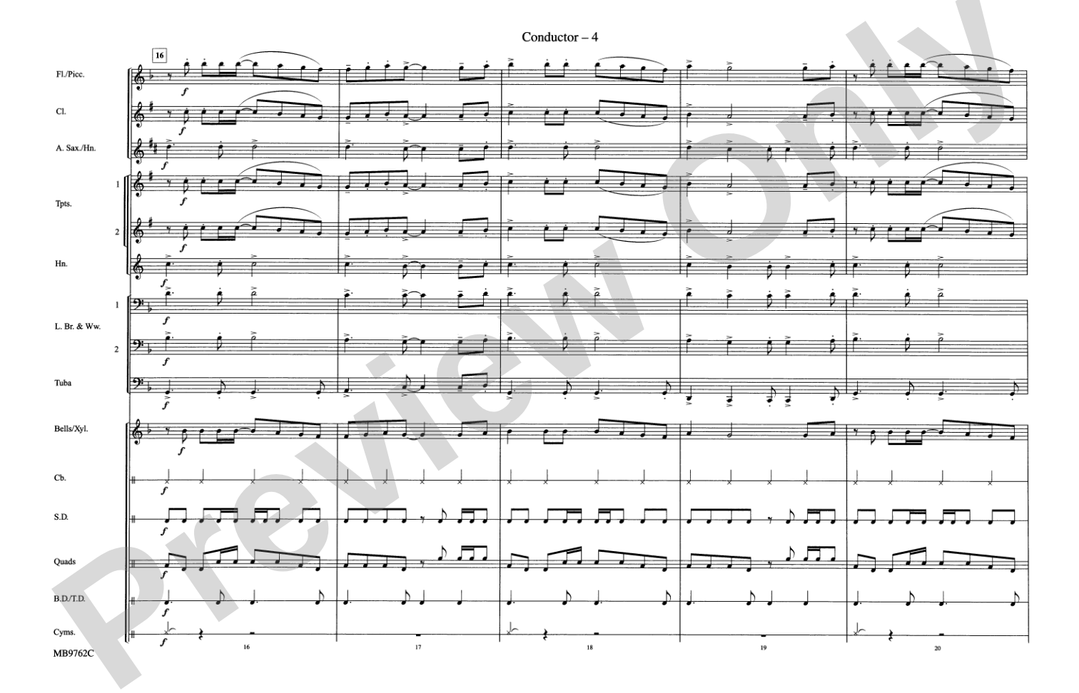 Eye of the Tiger: Marching Band Conductor Score & Parts