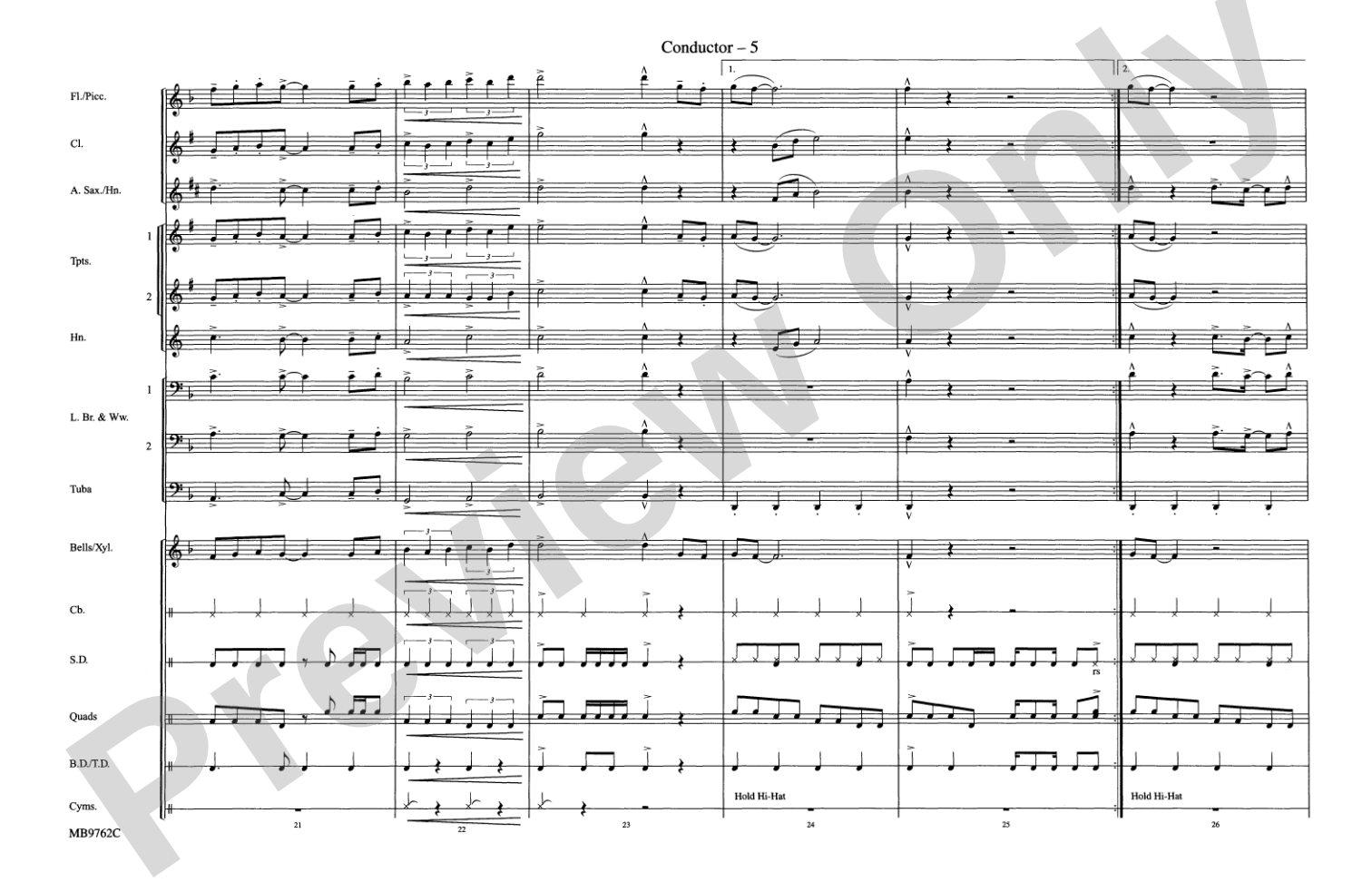 Eye of the Tiger: Marching Band Conductor Score & Parts