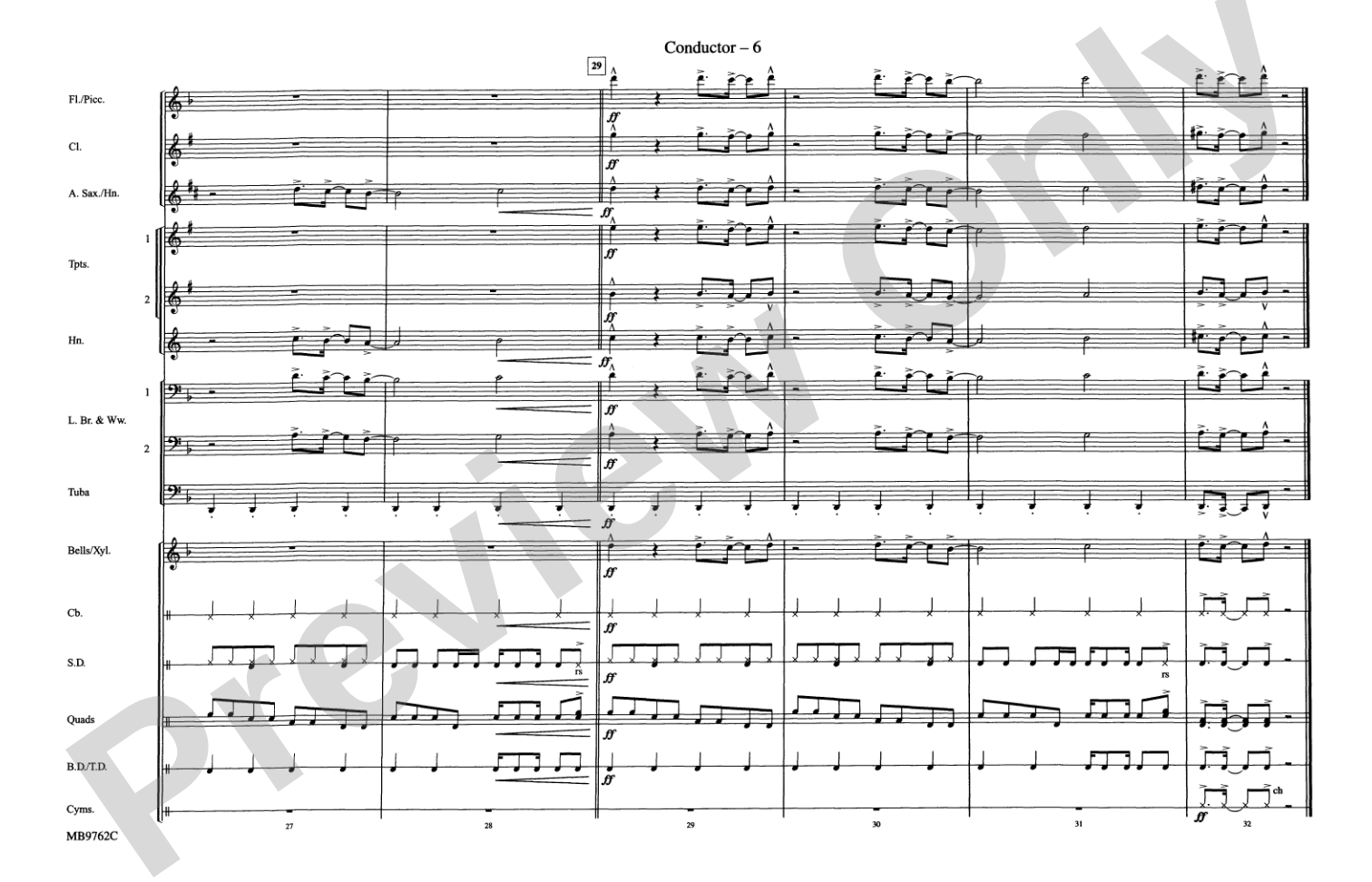 Eye of the Tiger: Marching Band Conductor Score & Parts