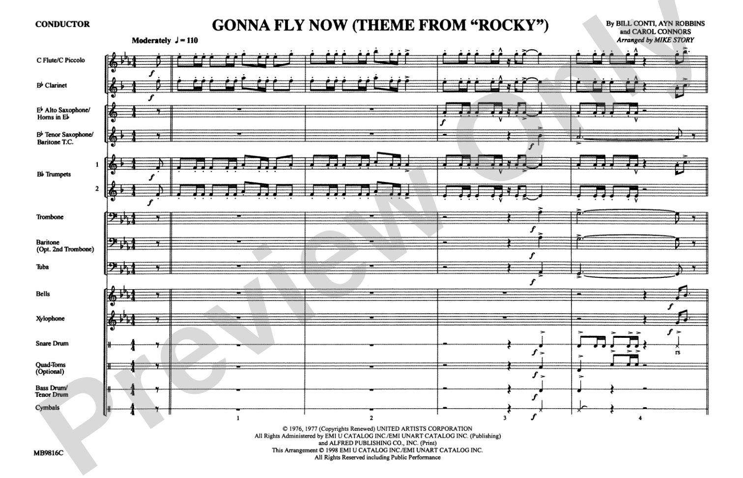 Gonna Fly Now (Theme from Rocky): Marching Band Conductor Score & Parts