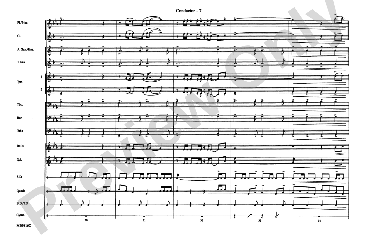 Gonna Fly Now (Theme from Rocky): Marching Band Conductor Score & Parts