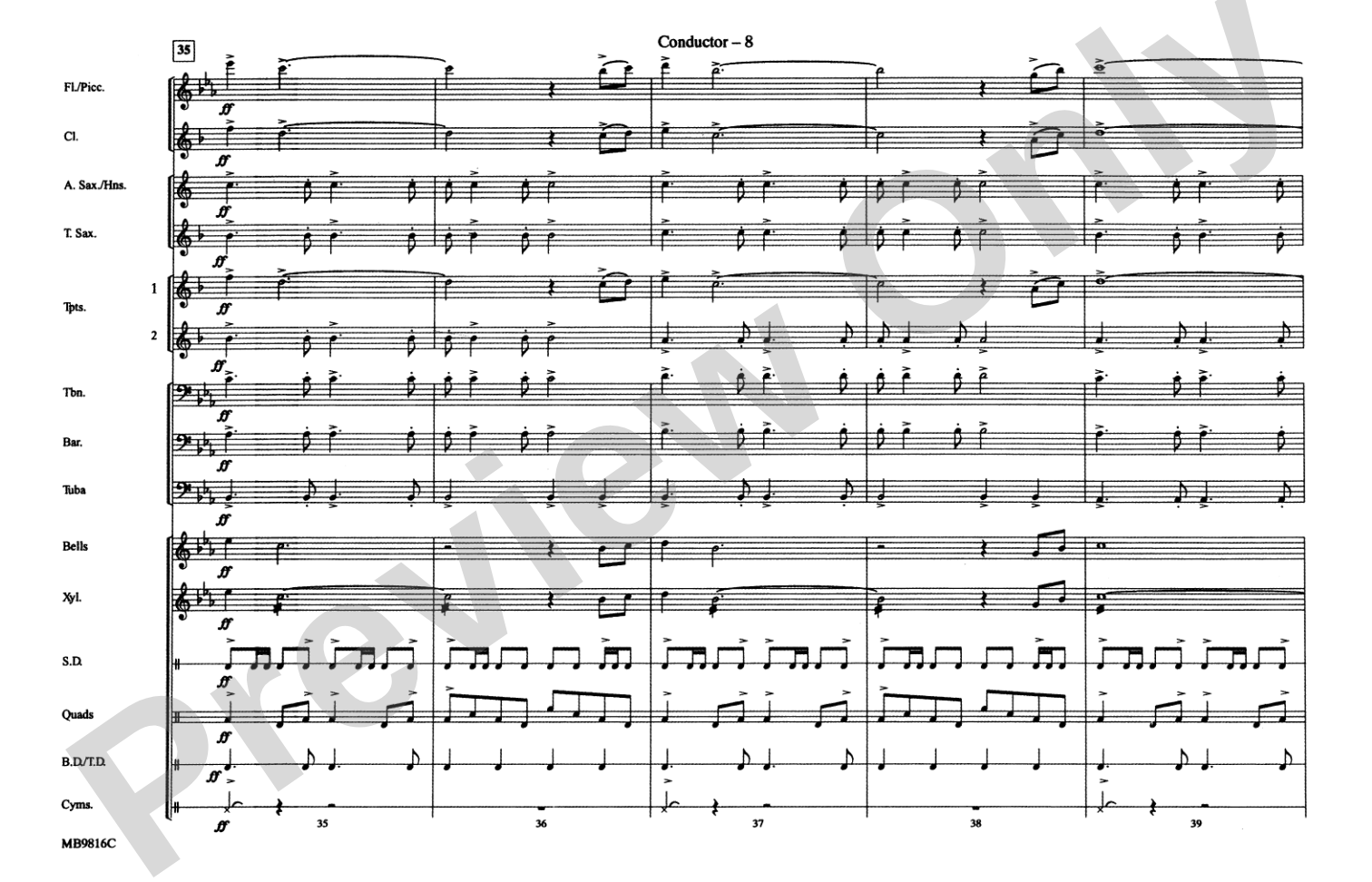 Gonna Fly Now (Theme from Rocky): Marching Band Conductor Score & Parts