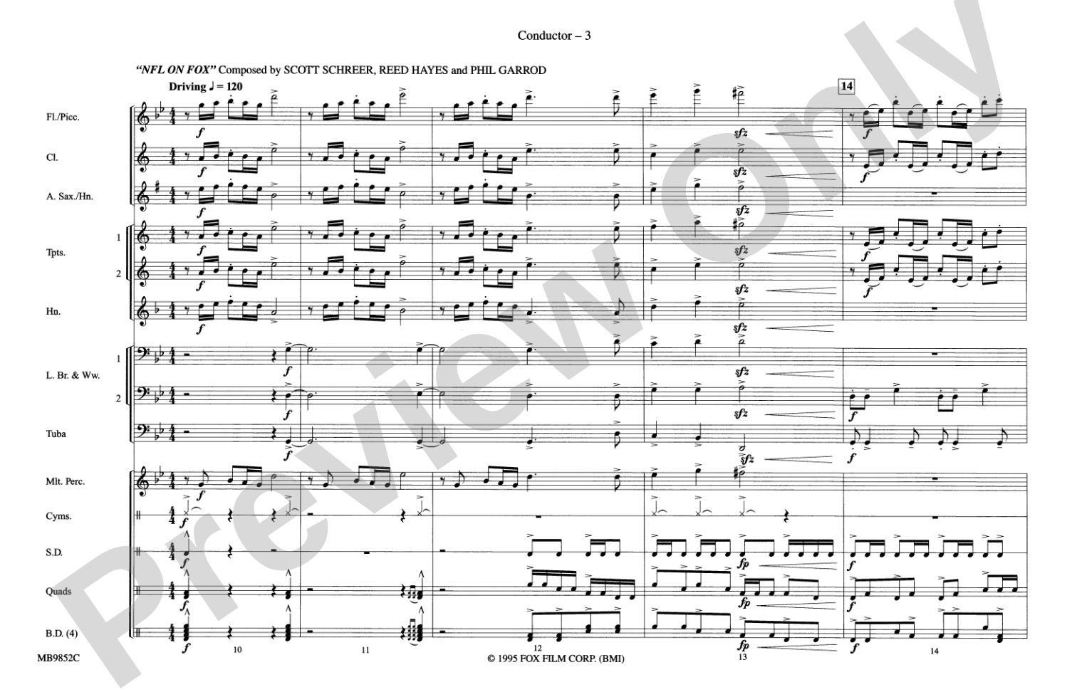 Fox Sports Themes: Marching Band Conductor Score & Parts