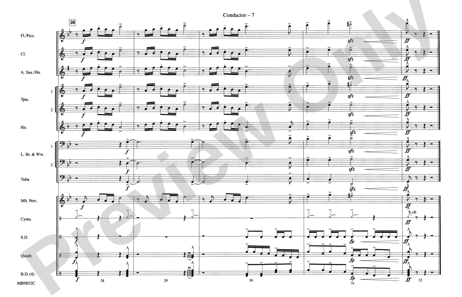 Fox Sports Themes: Marching Band Conductor Score & Parts