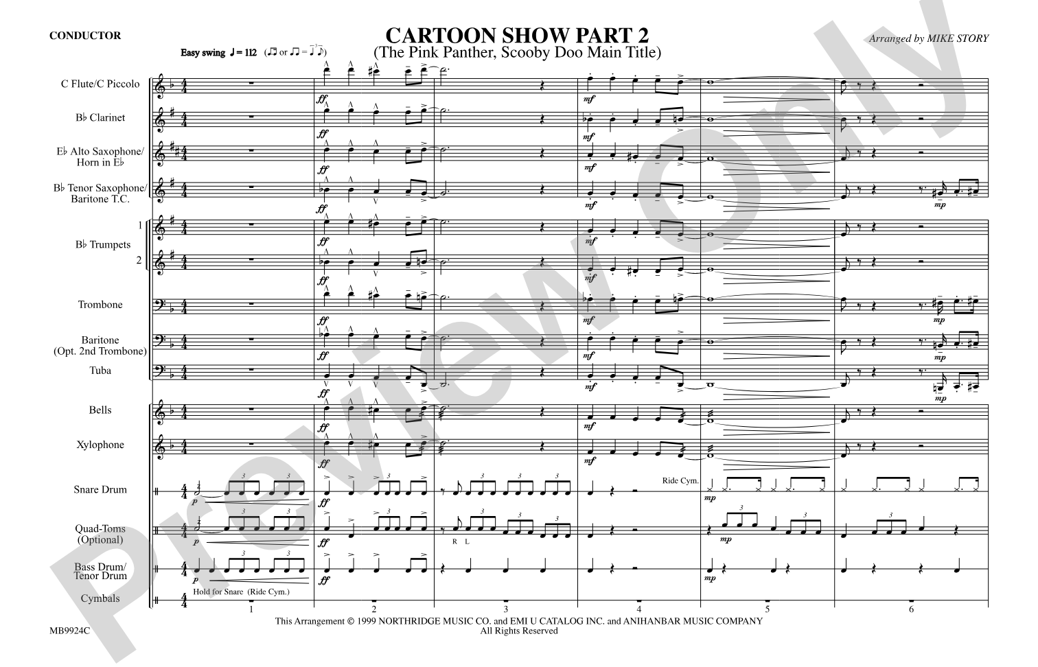 Cartoon Show, Part 2: Marching Band Conductor Score & Parts
